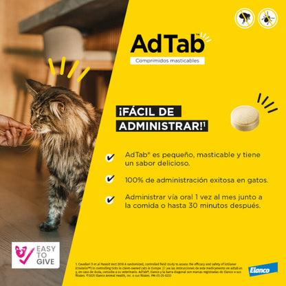 AdTab Comprimido Masticable Antiparasitario para Gatos (1 ud) ADTAB Mascotas-Ávila