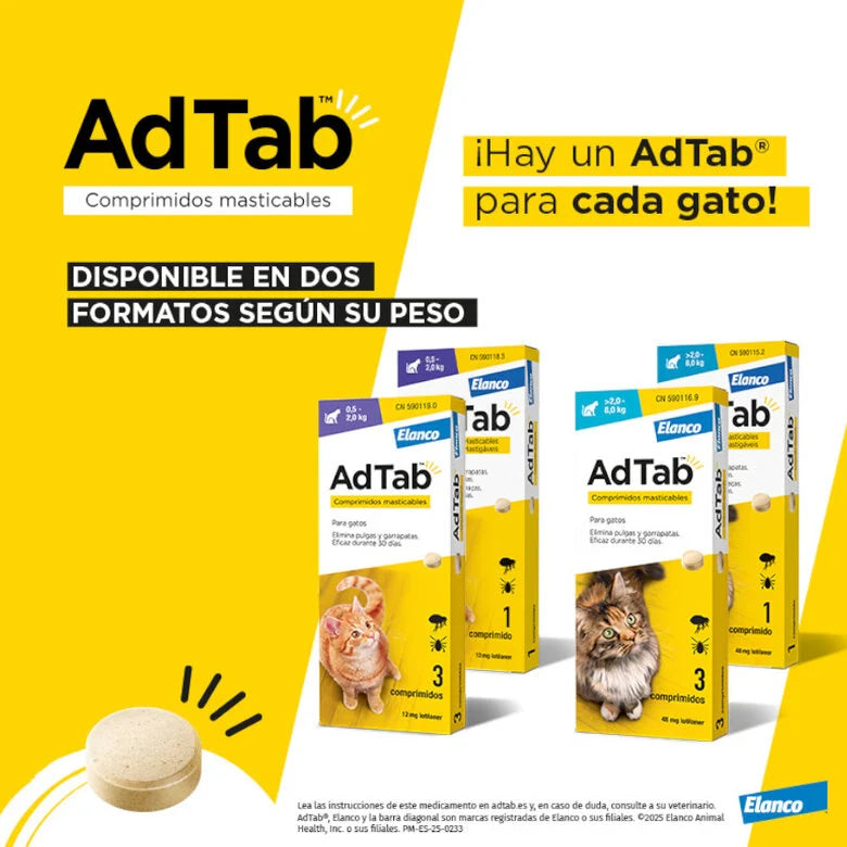 AdTab Comprimido Masticable Antiparasitario para Gatos (1 ud) ADTAB Mascotas-Ávila