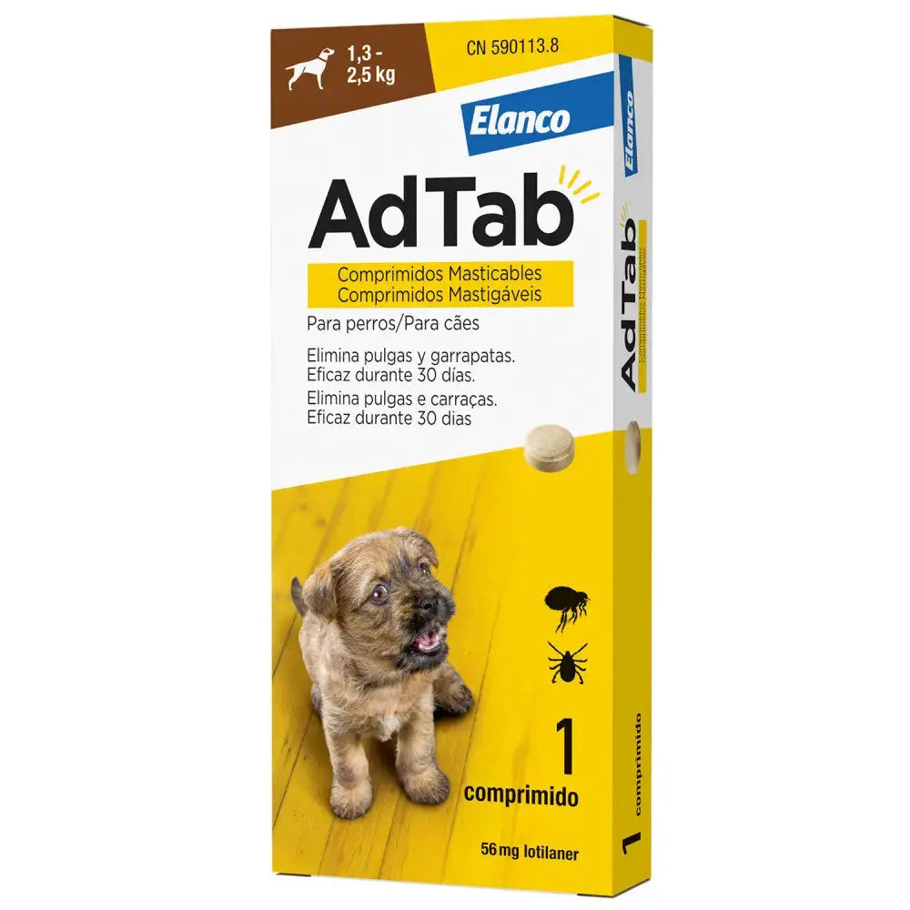 AdTab Comprimido Masticable Antiparasitario para Perros (1 ud) ADTAB Mascotas-Ávila