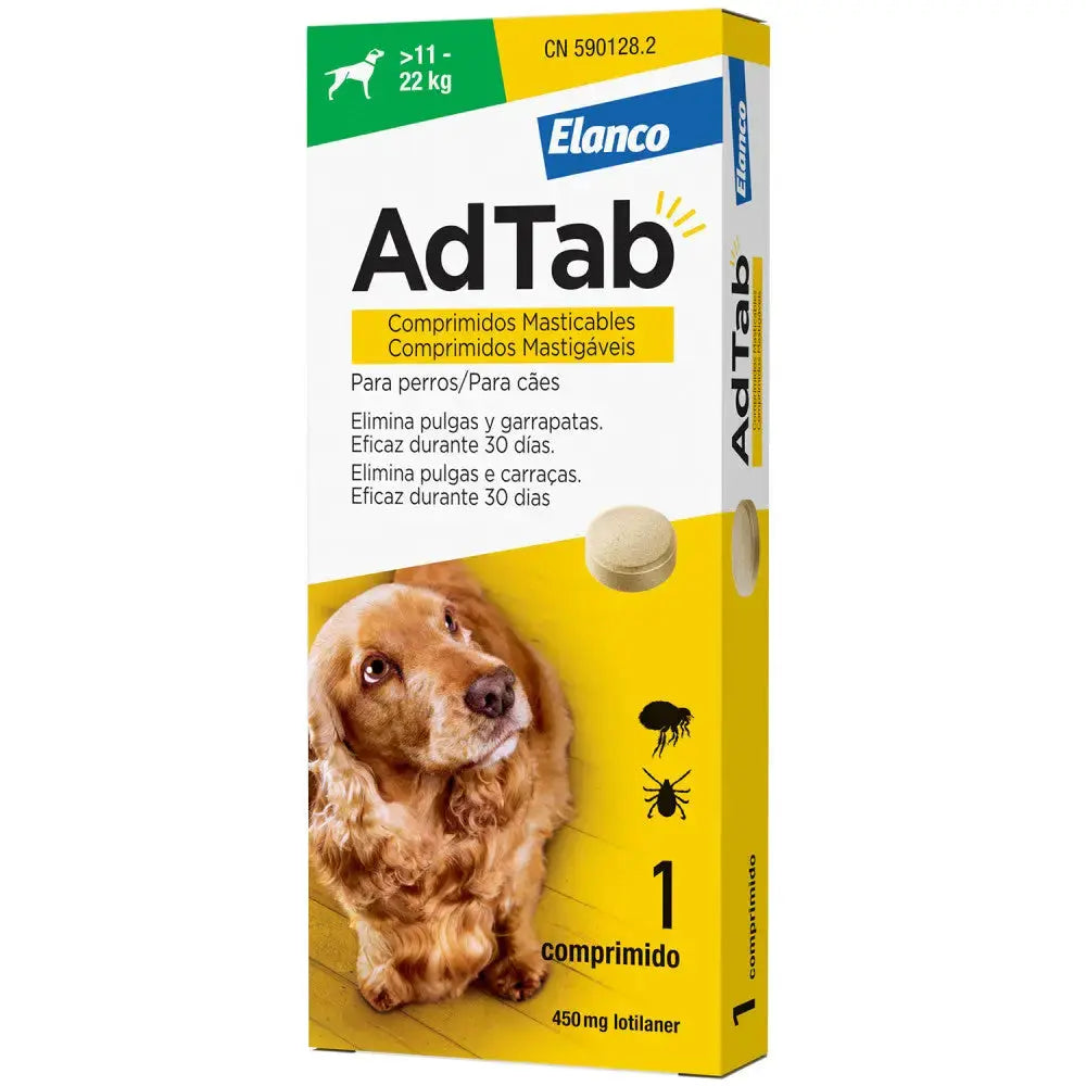 AdTab Comprimido Masticable Antiparasitario para Perros (1 ud) ADTAB Mascotas-Ávila