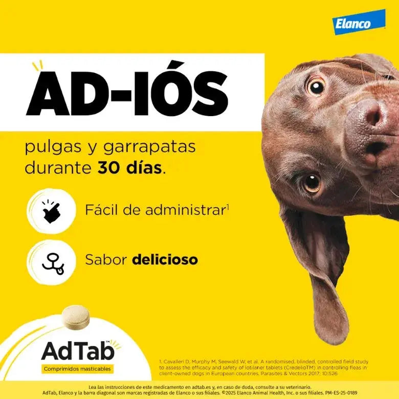 AdTab Comprimido Masticable Antiparasitario para Perros (1 ud) ADTAB Mascotas-Ávila