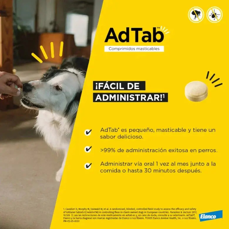 AdTab Comprimido Masticable Antiparasitario para Perros (1 ud) ADTAB Mascotas-Ávila