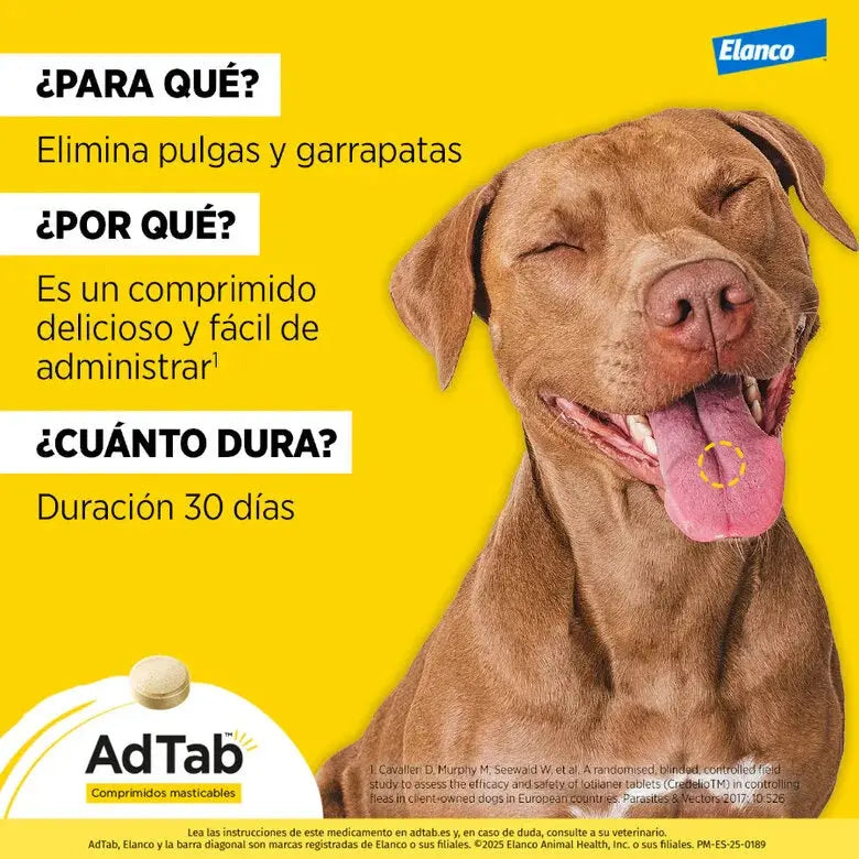 AdTab Comprimido Masticable Antiparasitario para Perros (1 ud) ADTAB Mascotas-Ávila
