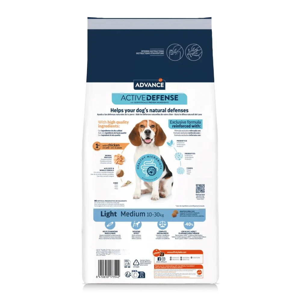 Advance Adult Medium Light Chicken & Rice Pienso de Pollo y Arroz para Perros ADVANCE Mascotas-Ávila