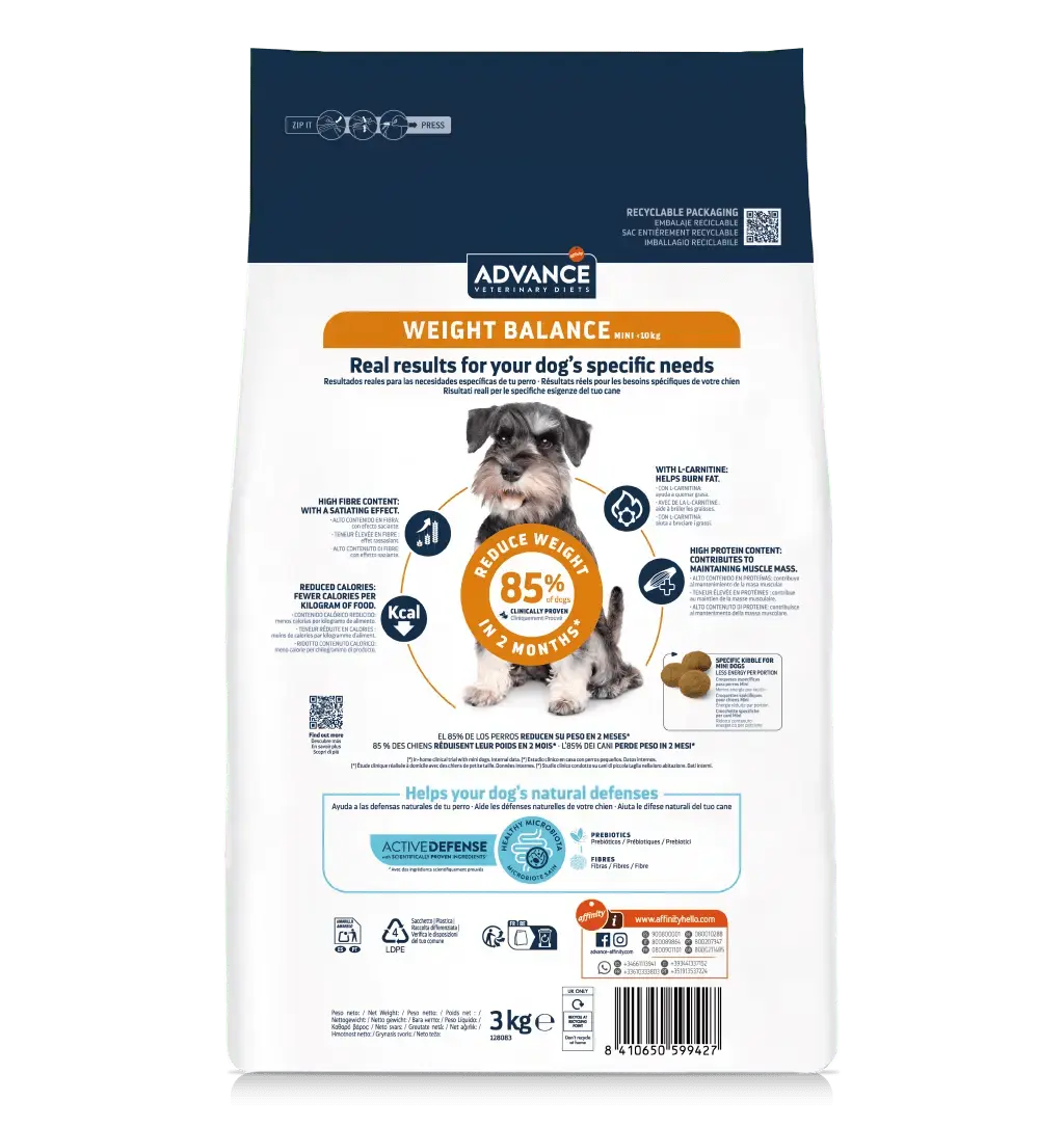 Advance Veterinary Diets Weight Balance Mini Pienso para Perros ADVANCE Mascotas-Ávila