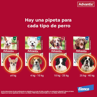 Advantix Pipetas Antiparasitarias Pack 4 para Perros ADVANTIX Mascotas-Ávila