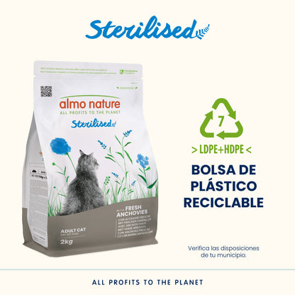 Almo Nature Adult Sterilised Anchoas Frescas Pienso para Gatos ALMO NATURE Mascotas-Ávila