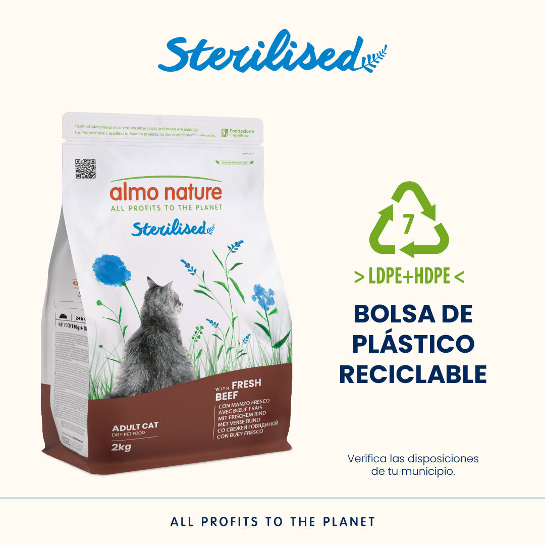 Almo Nature Adult Sterilised Buey Fresco Pienso para Gatos ALMO NATURE Mascotas-Ávila