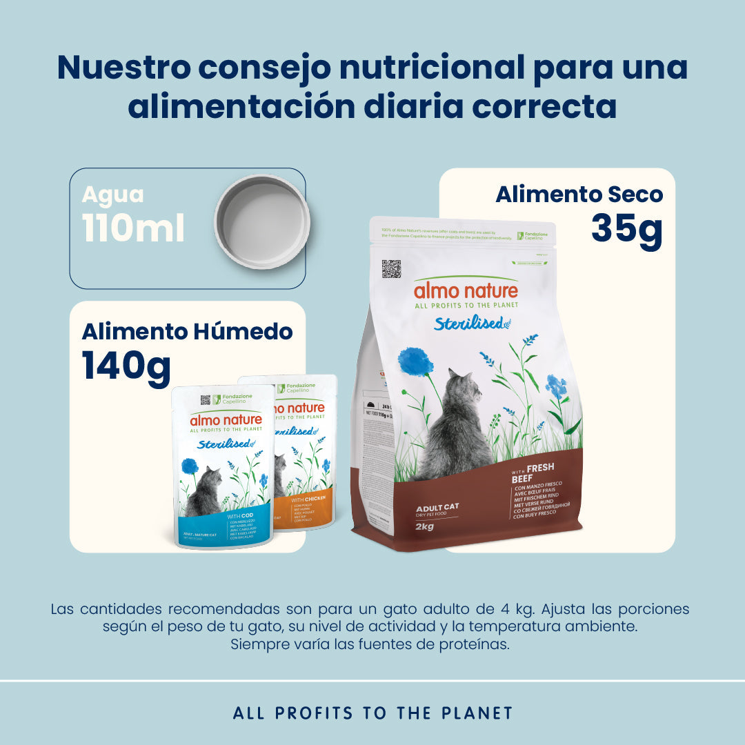 Almo Nature Adult Sterilised Buey Fresco Pienso para Gatos ALMO NATURE Mascotas-Ávila