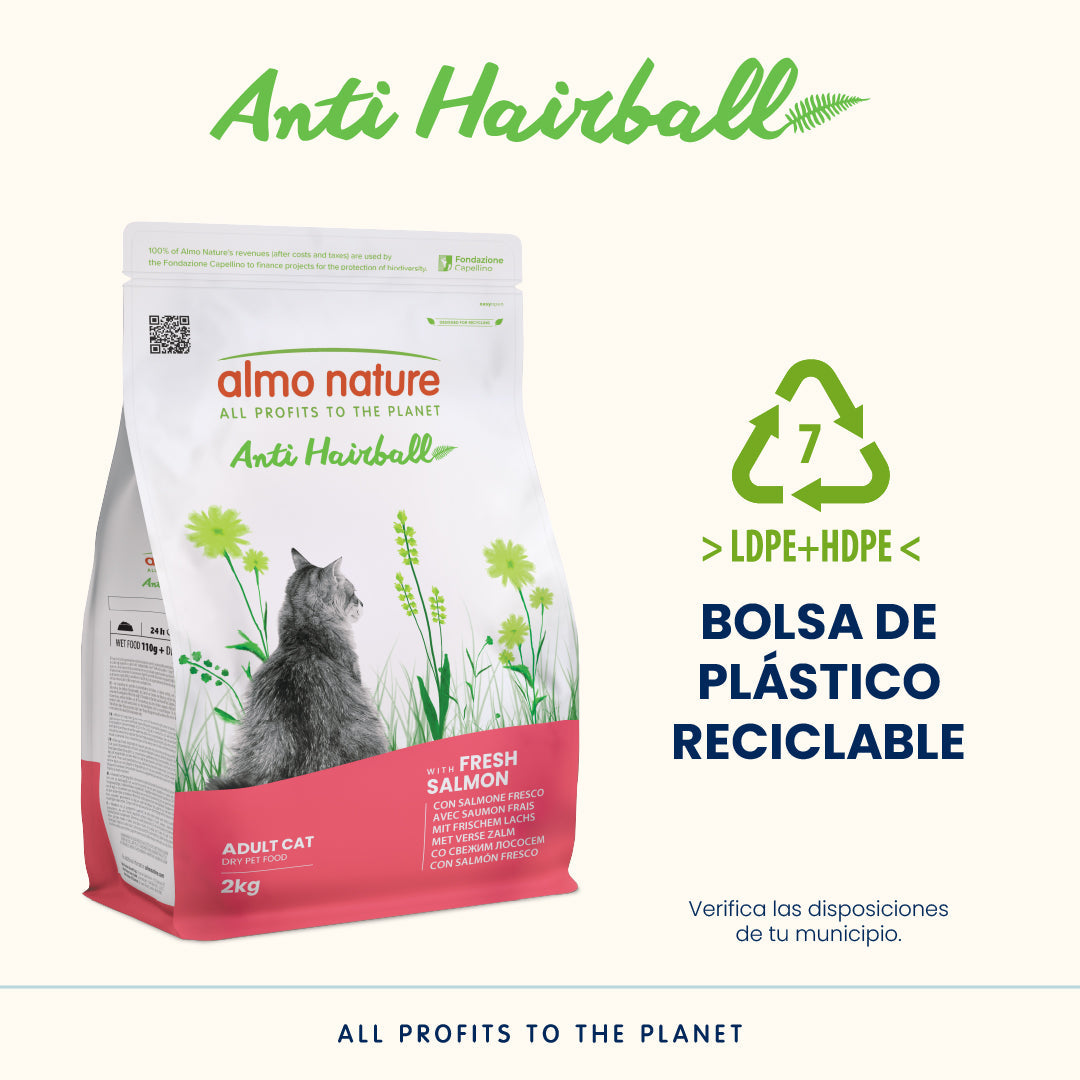 Almo Nature Anti Hairball Salmón Fresco Pienso para Gatos ALMO NATURE Mascotas-Ávila
