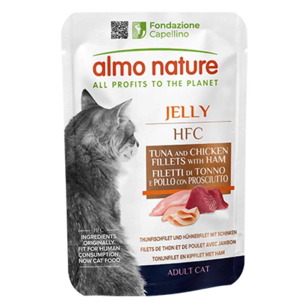 Almo Nature Cat Hfc Pouche Jelly 55 g Atún, Pollo y Jamón ALMO NATURE Mascotas-Ávila