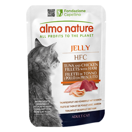 Almo Nature Cat Hfc Pouche Jelly 55 g Atún, Pollo y Jamón ALMO NATURE Mascotas-Ávila