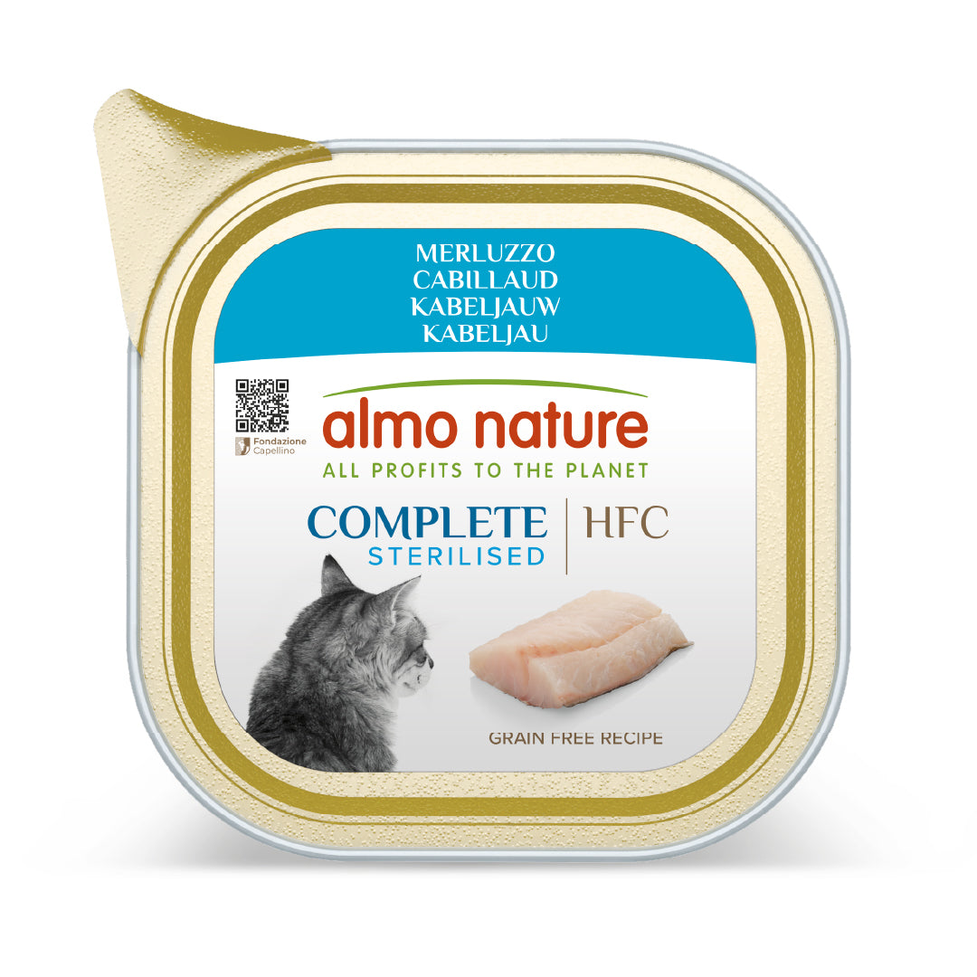 Almo Nature HFC Complete Sterilized Bacalao Tarrina Comida Húmeda para Gatos ALMO NATURE Mascotas-Ávila