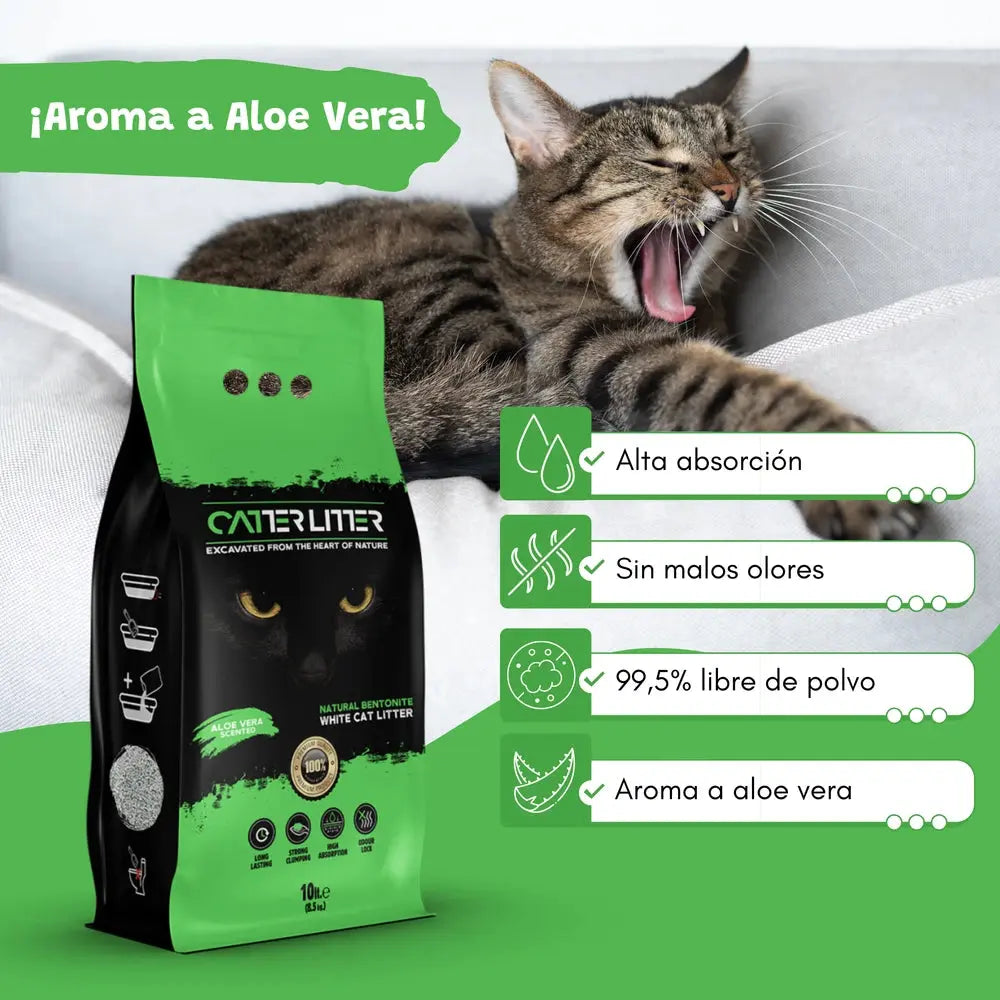 Arena Aglomerante para Gatos Aloe Vera 10L Catter Litter CATTER LITTER Mascotas-Ávila