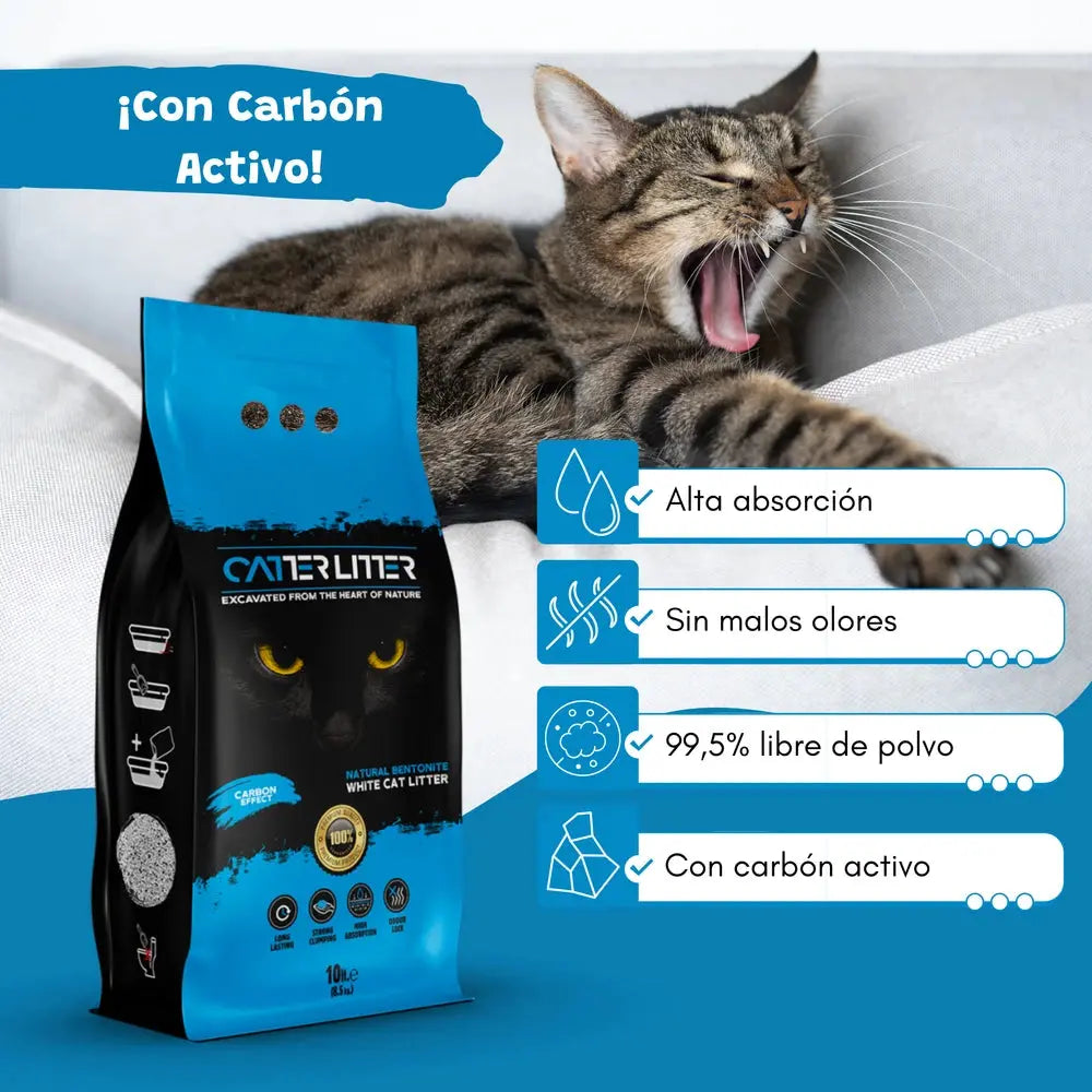 Arena Aglomerante para Gatos Efecto Carbón Activo Catter Litter CATTER LITTER Mascotas-Ávila