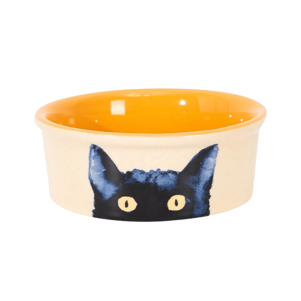Bowl de Cerámica Black Cat Handcrafted Amarillo 180 ml Comedero Artesanal para Gatos Freedog FREEDOG Mascotas-Ávila