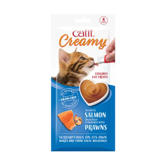 Catit Creamy Snack Salmon Y Gambas Pack 4X10Gr