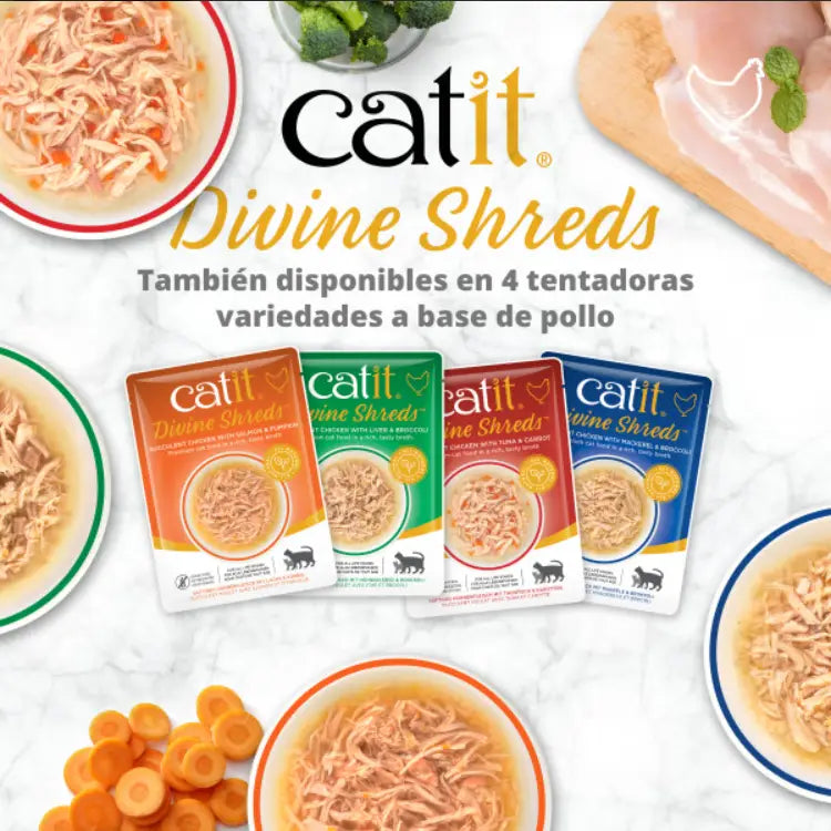 Catit Divine Shreds,Pollo/Atún&Zanahoria,75G Pouch - Mejor Precio - Mascotas Ávila