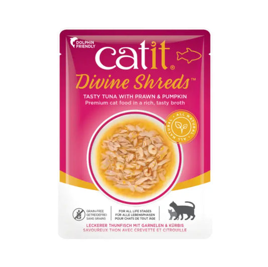 Catit Divine Shreds Atun/Gambas&Calabaza, 75G - Mejor Precio - Mascotas Ávila