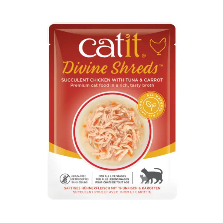 Catit Divine Shreds,Pollo/Atún&Zanahoria,75G Pouch - Mejor Precio - Mascotas Ávila