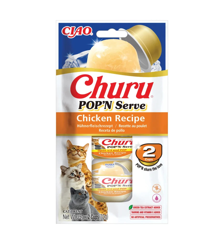 Churu Pop'N Serve Pollo Snack para Gatos INABA Mascotas-Ávila