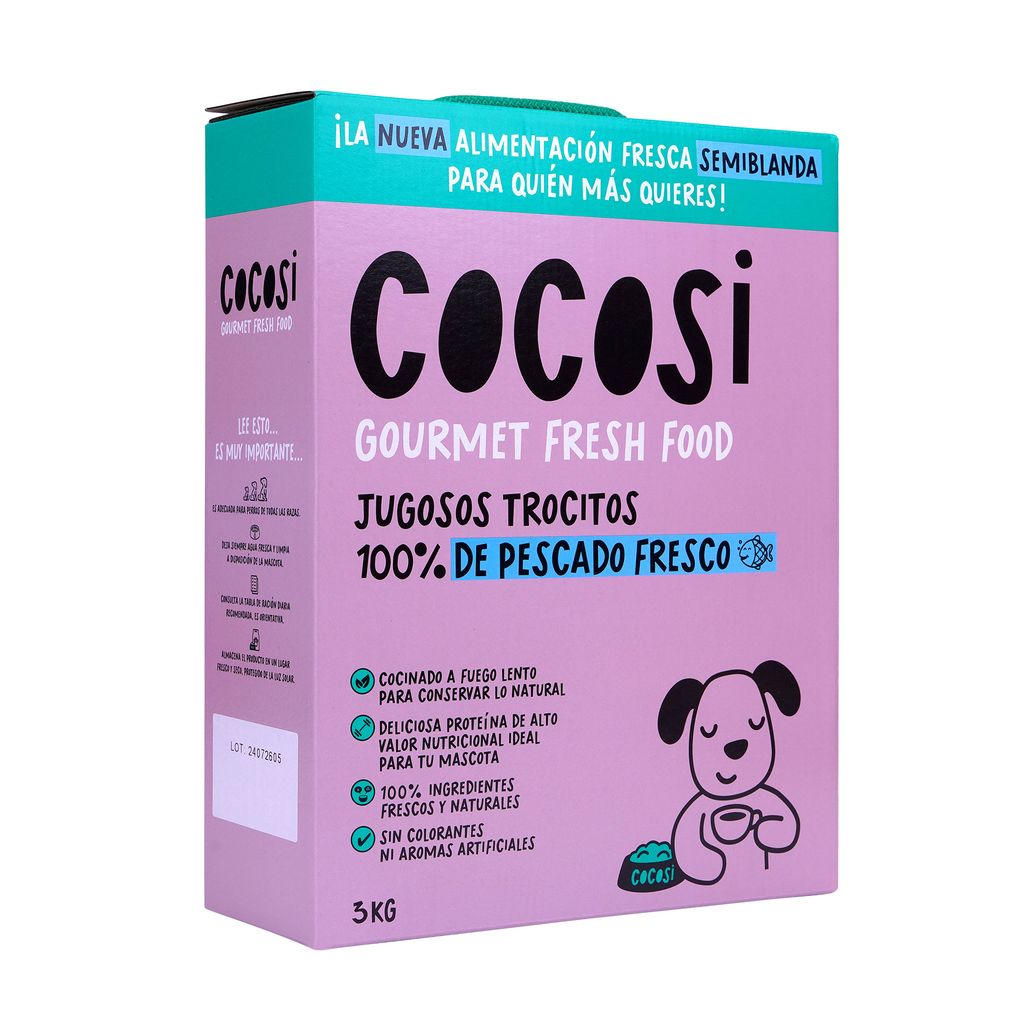Cocosi Trocitos con Carne 100% Fresca de Pescado Comida Semihúmeda para Perros COCOSI Mascotas-Ávila
