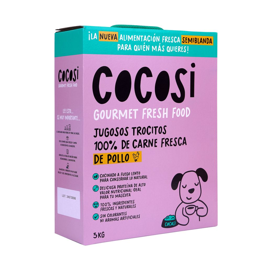 Cocosi Trocitos con Carne 100% Fresca de Pollo Comida Semihúmeda para Perros COCOSI Mascotas-Ávila
