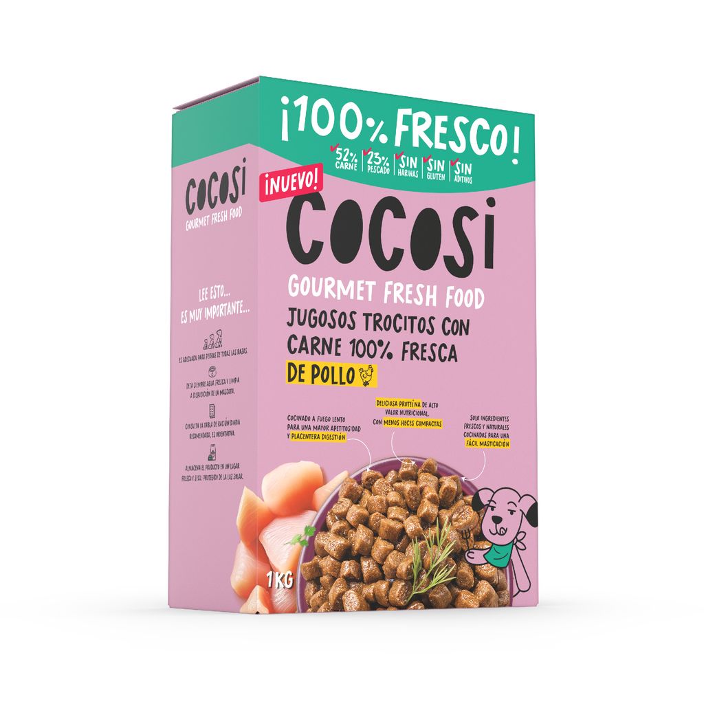 Cocosi Trocitos con Carne 100% Fresca de Pollo Comida Semihúmeda para Perros COCOSI Mascotas-Ávila