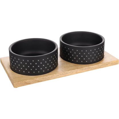Comedero Bebedero Duo Nervo Black 17 cm 2X1170 ml FLAMINGO Mascotas-Ávila