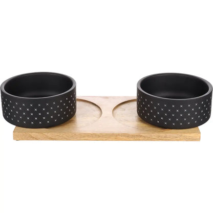 Comedero Bebedero Duo Nervo Black 17 cm 2X1170 ml FLAMINGO Mascotas-Ávila
