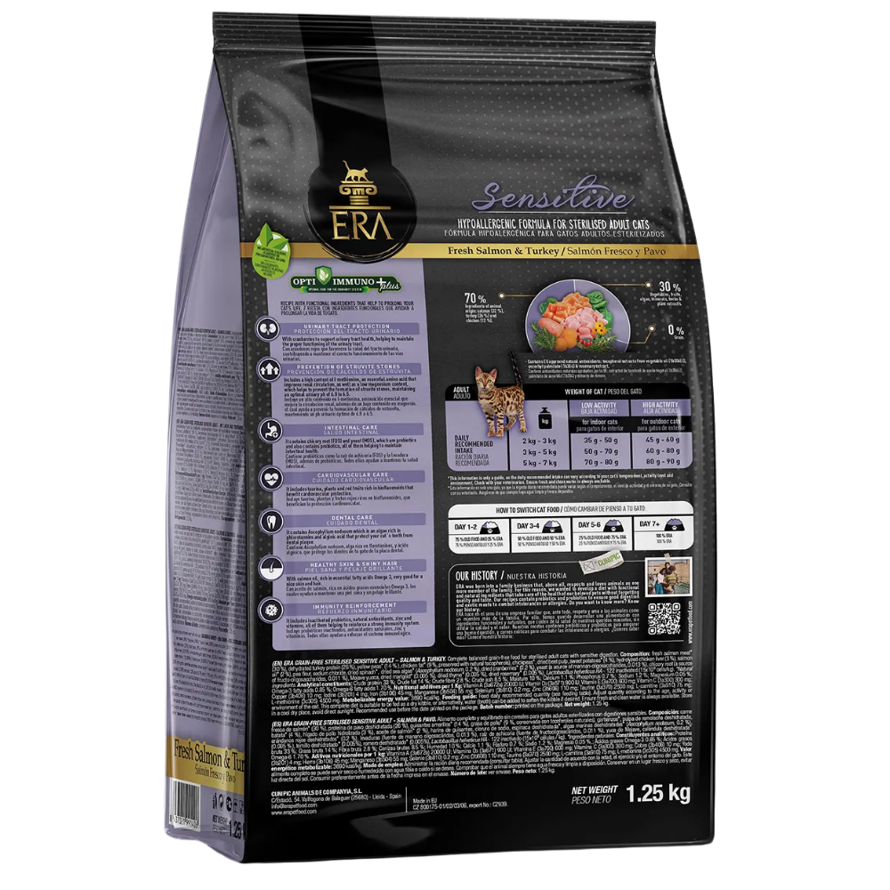 ERA Cat Grain Free STERILIZED SENSITIVE ADULT Fresh Salmón y Turkey Pienso para Gatos ERA Mascotas-Ávila