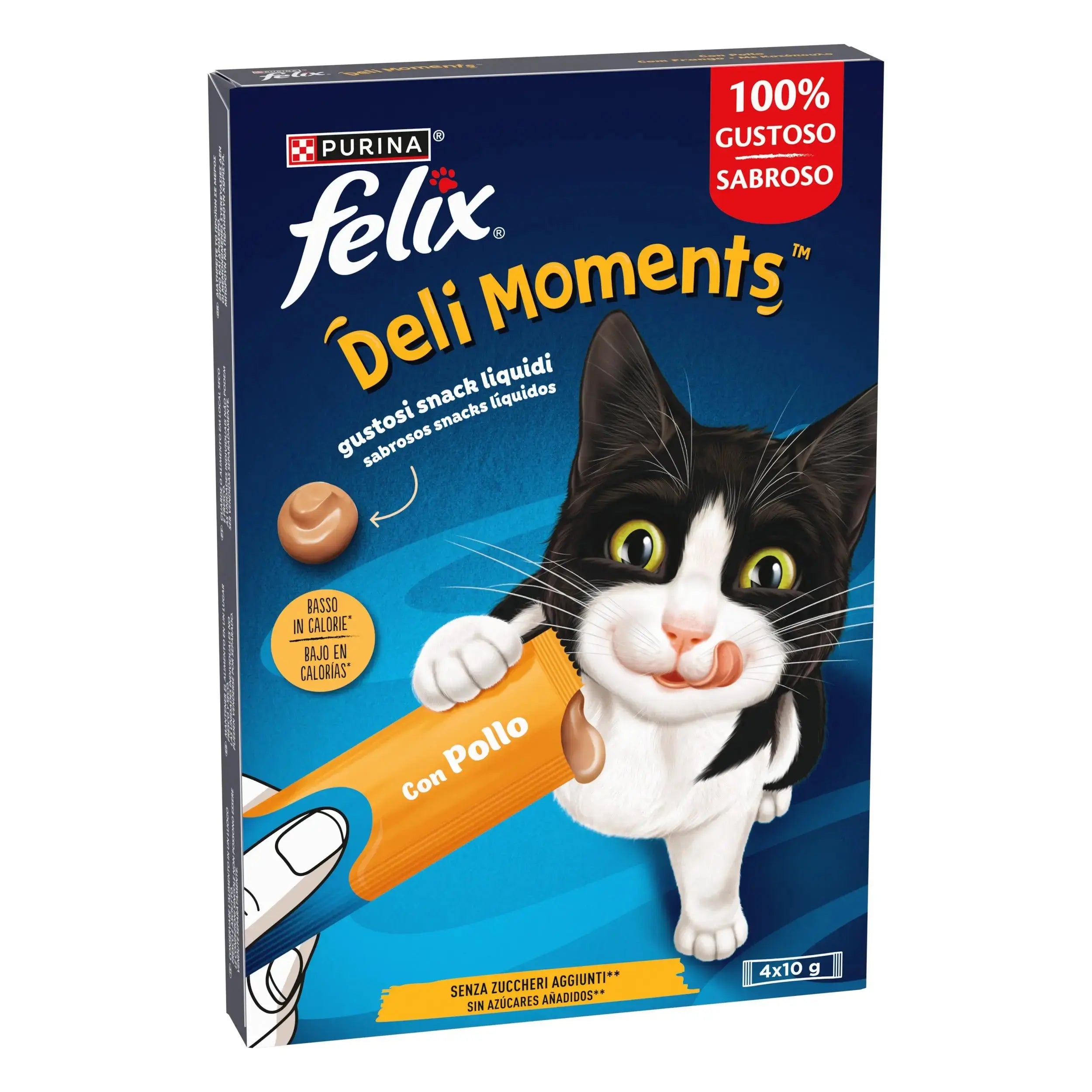 Felix Deli Moments Snack Líquido para Gatos (Pollo, Pato o Salmón) Pack 4x10 g FELIX Mascotas-Ávila