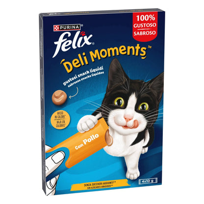 Felix Deli Moments Snack Líquido para Gatos (Pollo, Pato o Salmón) Pack 4x10 g FELIX Mascotas-Ávila
