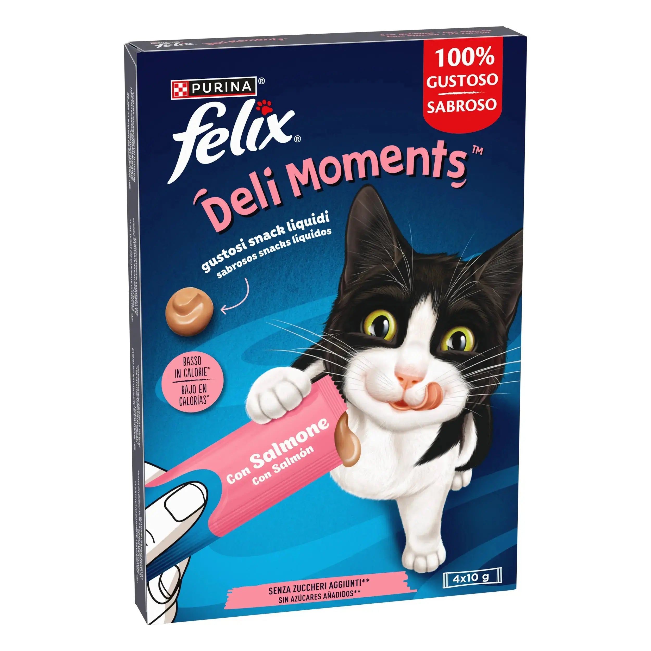 Felix Deli Moments Snack Líquido para Gatos (Pollo, Pato o Salmón) Pack 4x10 g FELIX Mascotas-Ávila
