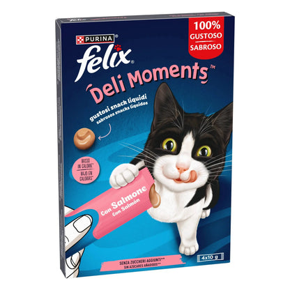 Felix Deli Moments Snack Líquido para Gatos (Pollo, Pato o Salmón) Pack 4x10 g FELIX Mascotas-Ávila