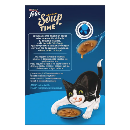 Felix Soup Time Original Bacalao, Atún y Solla Comida Húmeda para Gatos Felix Mascotas-Ávila