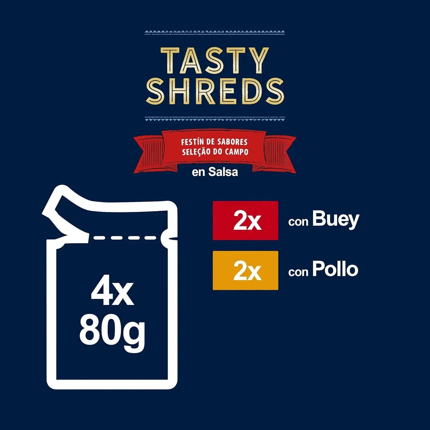 Felix Tasty Shreds Carnes Pack 4x80 g Húmeda para Gatos FELIX Mascotas-Ávila