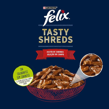 Felix Tasty Shreds Carnes Pack 4x80 g Húmeda para Gatos FELIX Mascotas-Ávila