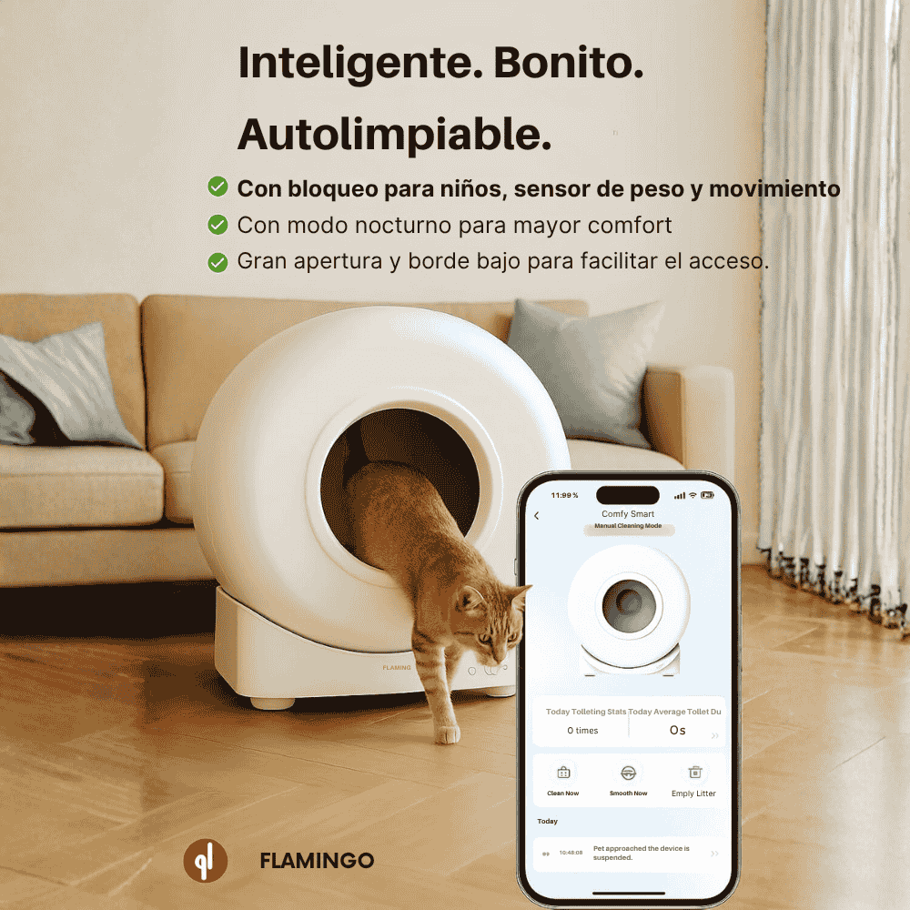 Flamingo Arenero Autolimpiable Atlas para Gatos | Automático y con APP FLAMINGO Mascotas-Ávila