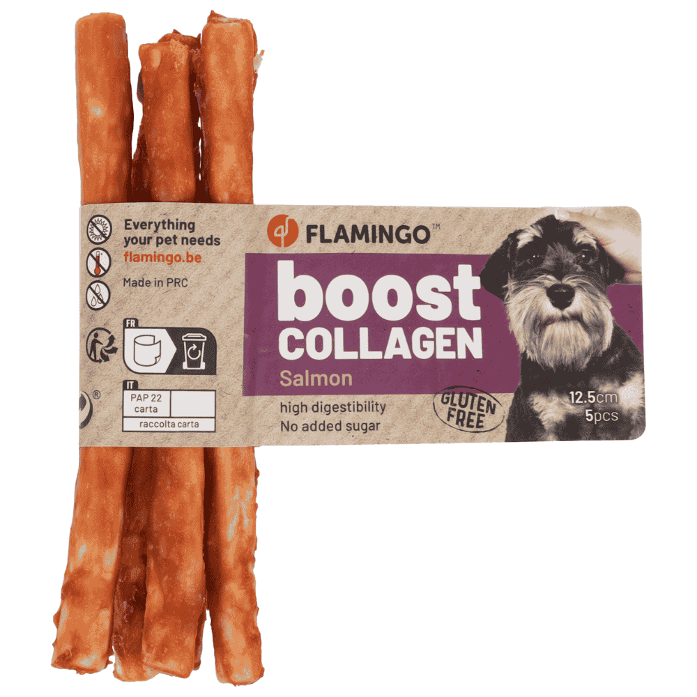 5 uds (35 g) Flamingo Boost Palitos con Salmón y Colágeno Snack Natural para Perros FLAMINGO Mascotas-Ávila