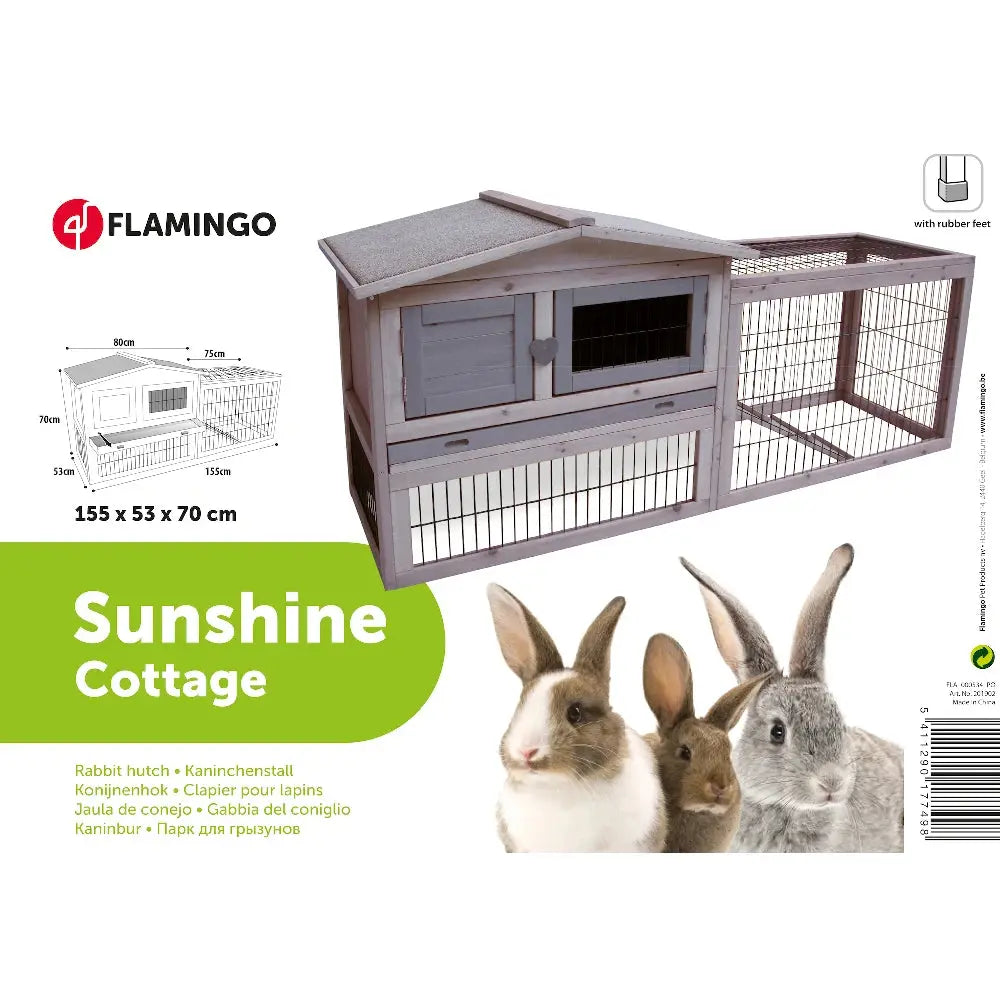Flamingo Caseta para Conejo Sunshine Cottage 155x53x70cm FLAMINGO Mascotas-Ávila