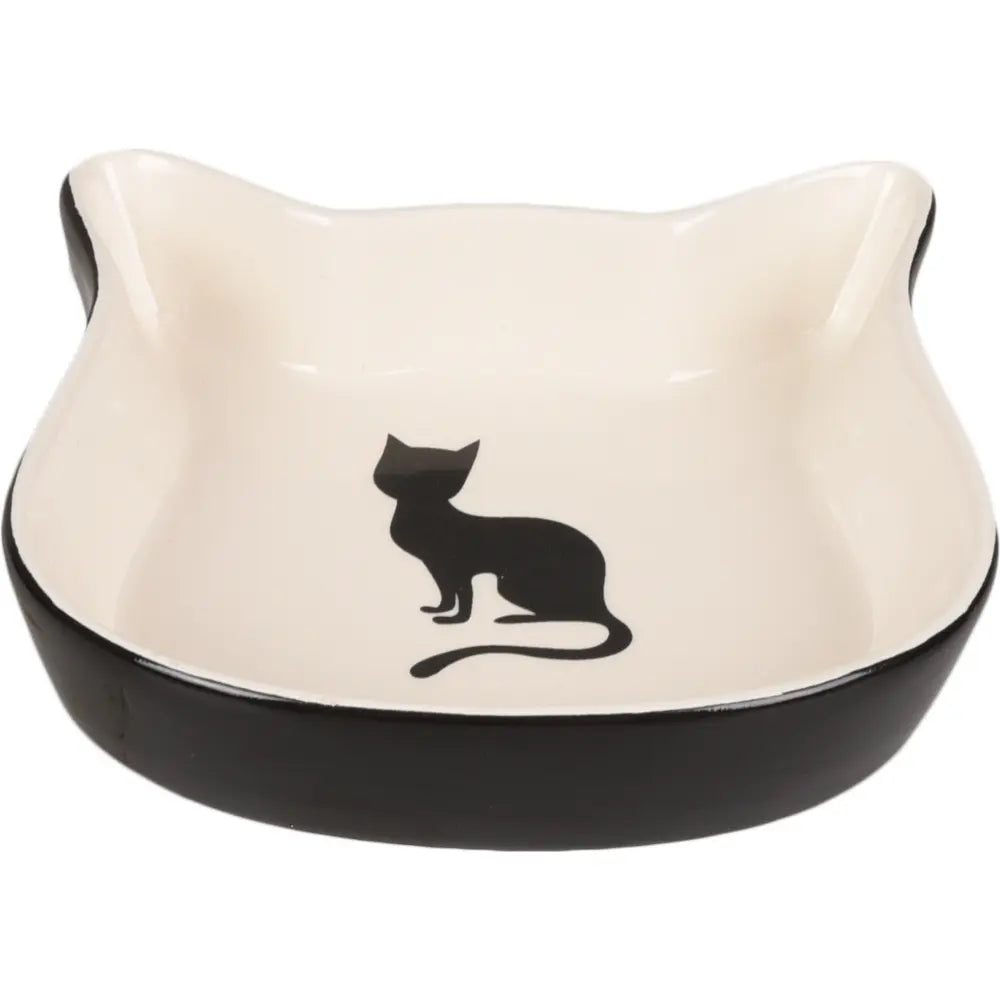 Flamingo Comedero Ceramica Gato Nala Negro-Blanco 220 ml 12,5 cm FLAMINGO Mascotas-Ávila