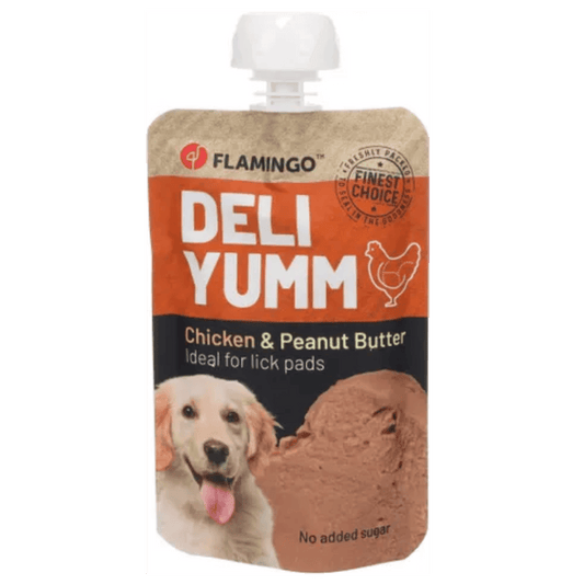 Flamingo Deli Yumm Paté Pollo y Mantequilla de Cacahuetes Snack Líquido para Perros FLAMINGO Mascotas-Ávila