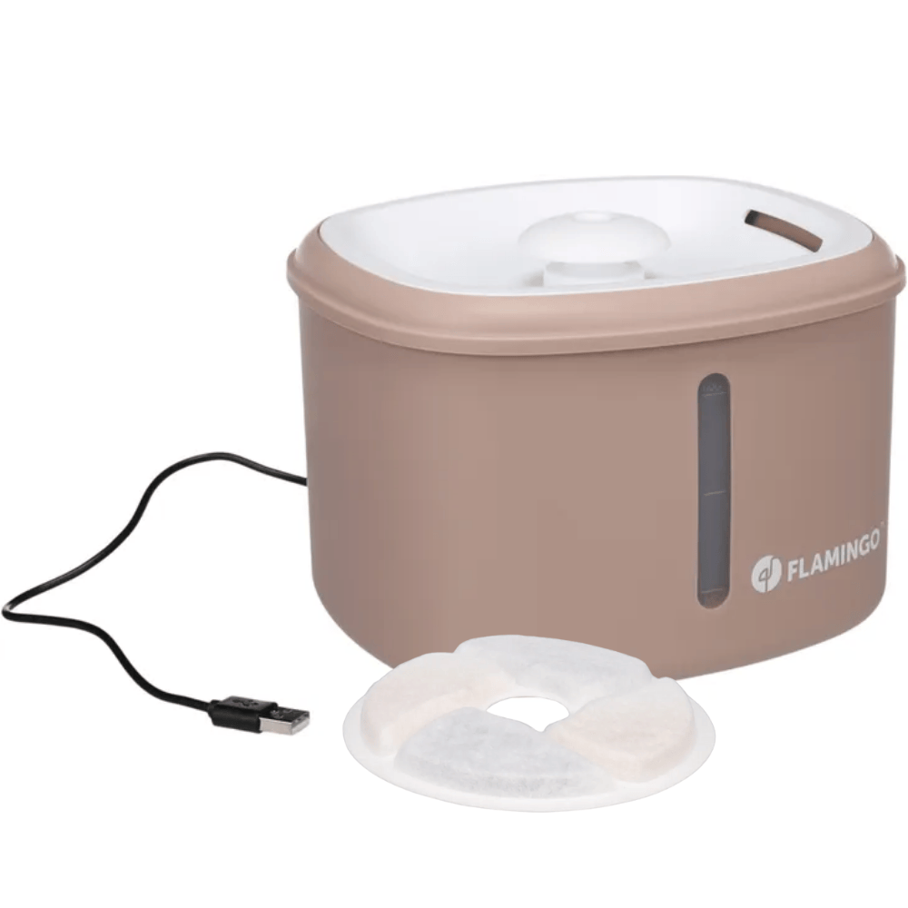 Beige Flamingo Finto Fuente para Beber Agua Bebedero para Gatos 2,5L FLAMINGO Mascotas-Ávila