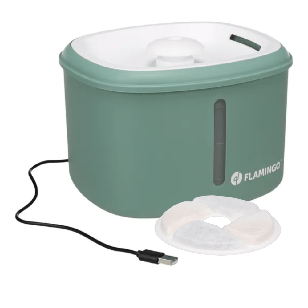 Verde Flamingo Finto Fuente para Beber Agua Bebedero para Gatos 2,5L FLAMINGO Mascotas-Ávila