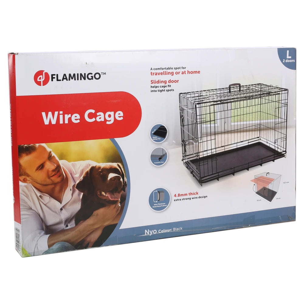 Flamingo Jaula de Alambre Nyo Negra con Puerta Corredera para Perros FLAMINGO Mascotas-Ávila