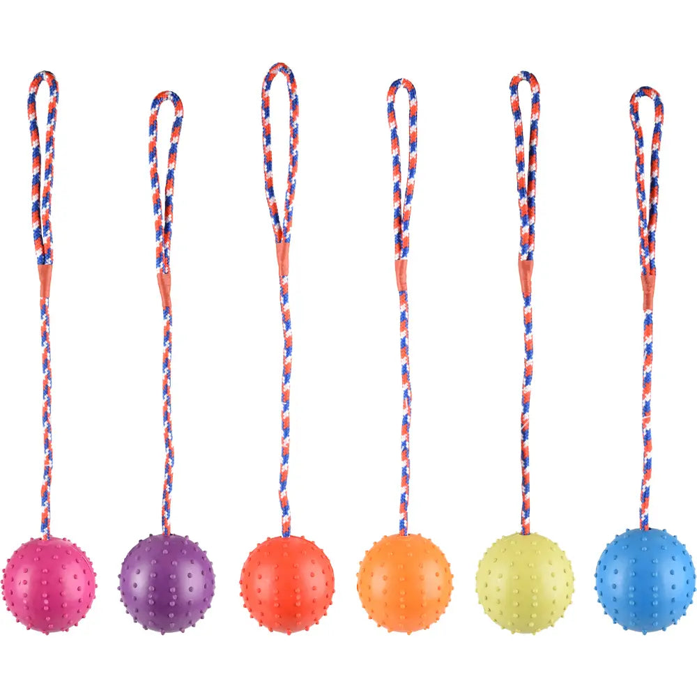 Flamingo Juguete Perro Pelota Pinchos con Cuerda 7 cm KARLIE Mascotas-Ávila