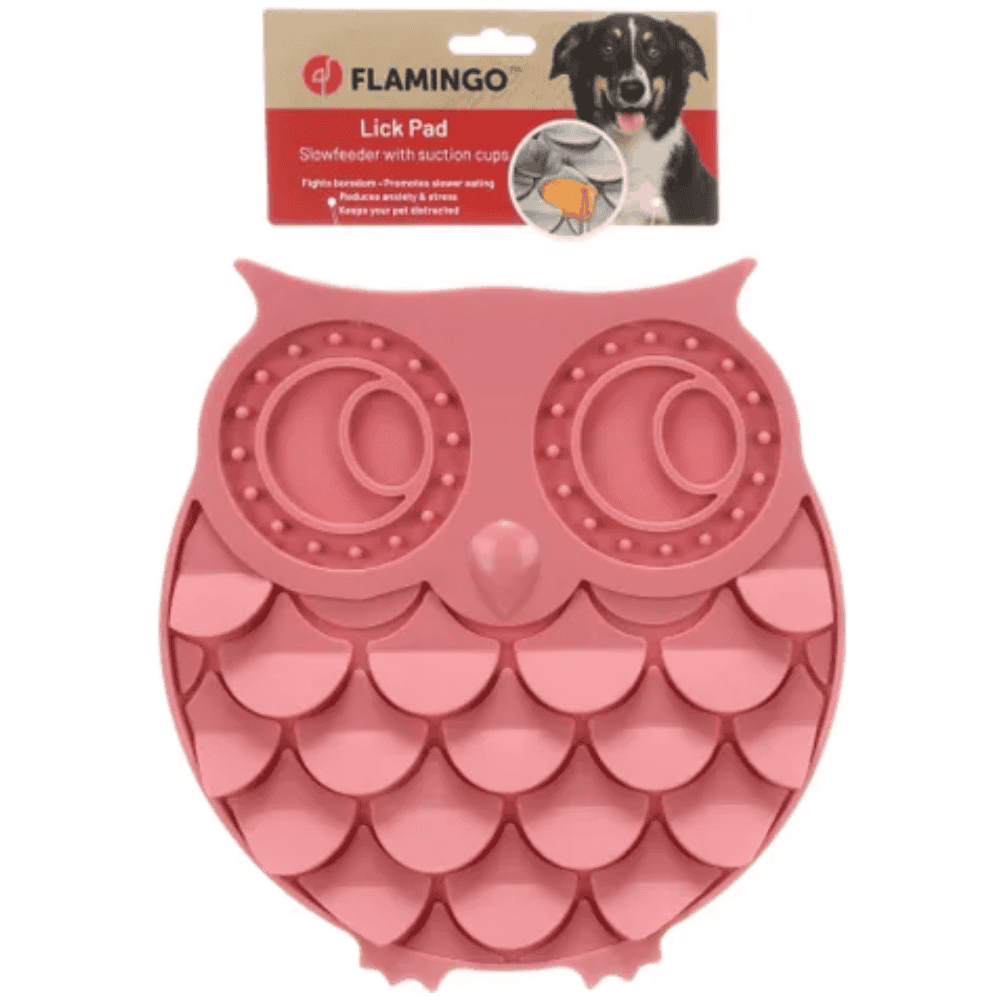 Búho Dudu (30x28cm) Flamingo Lick Pad Slow para Perros | Comedero Antivoracidad FLAMINGO Mascotas-Ávila