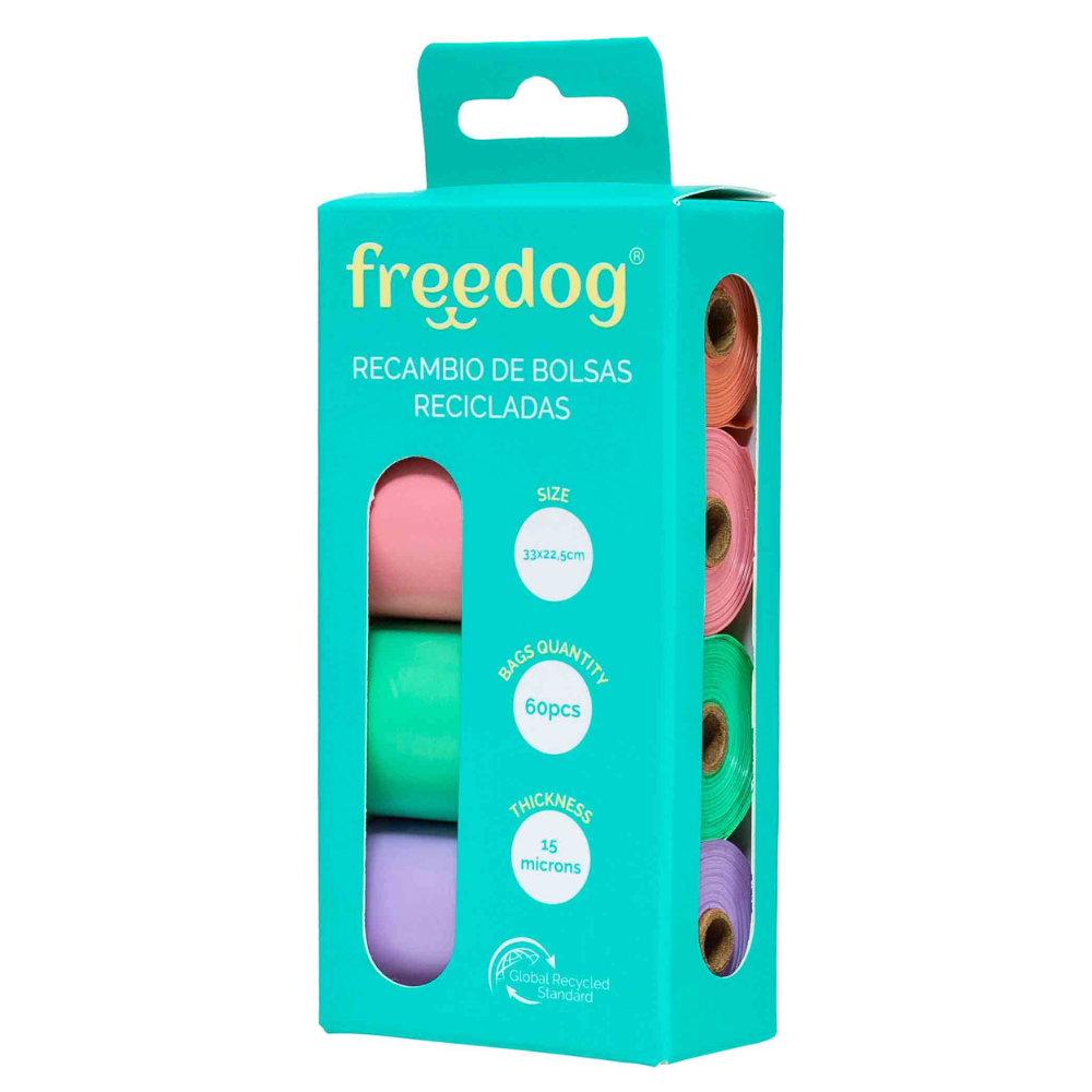 Freedog Bolsas Higiénicas 50% Plástico Reciclado Pack 4 Rollos FREEDOG Mascotas-Ávila
