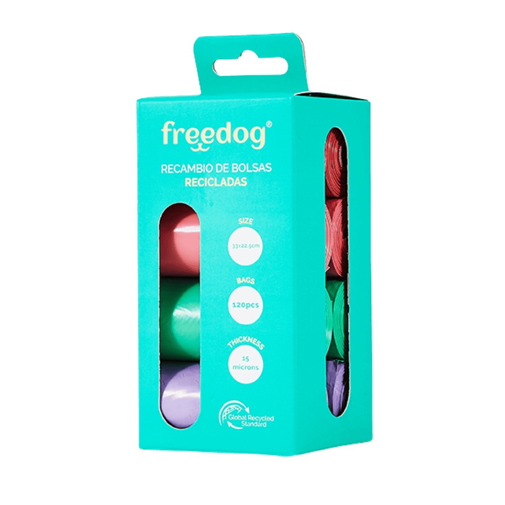 Freedog Bolsas Higiénicas Eco 50% Plástico Reciclado Pack de 8 FREEDOG Mascotas-Ávila
